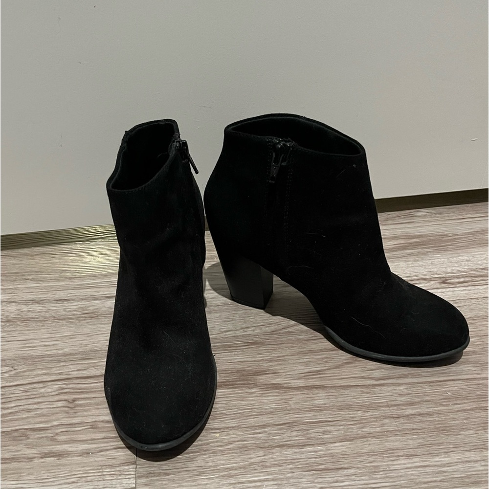 Women’s Black Suede Side Zip Ankle Boots